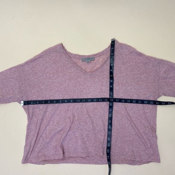 Allsaints Ada Purple V-neck Tee Shirt Size L Short Sleeve Oversized Casual - Picture 7 of 7